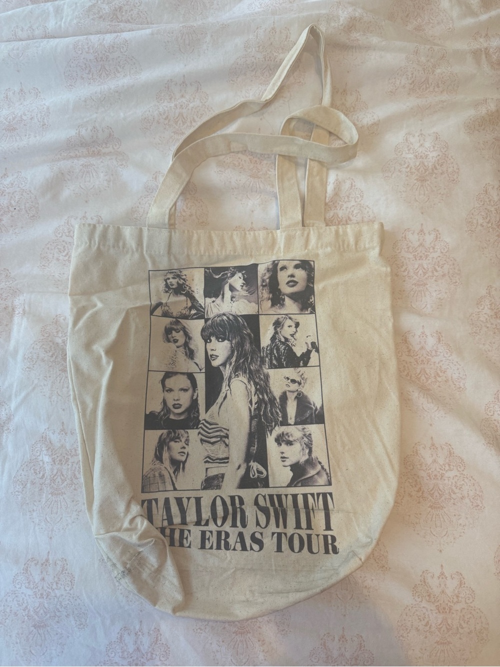 Taylor Swift Natural Canvas Tote with Black Tour Collage